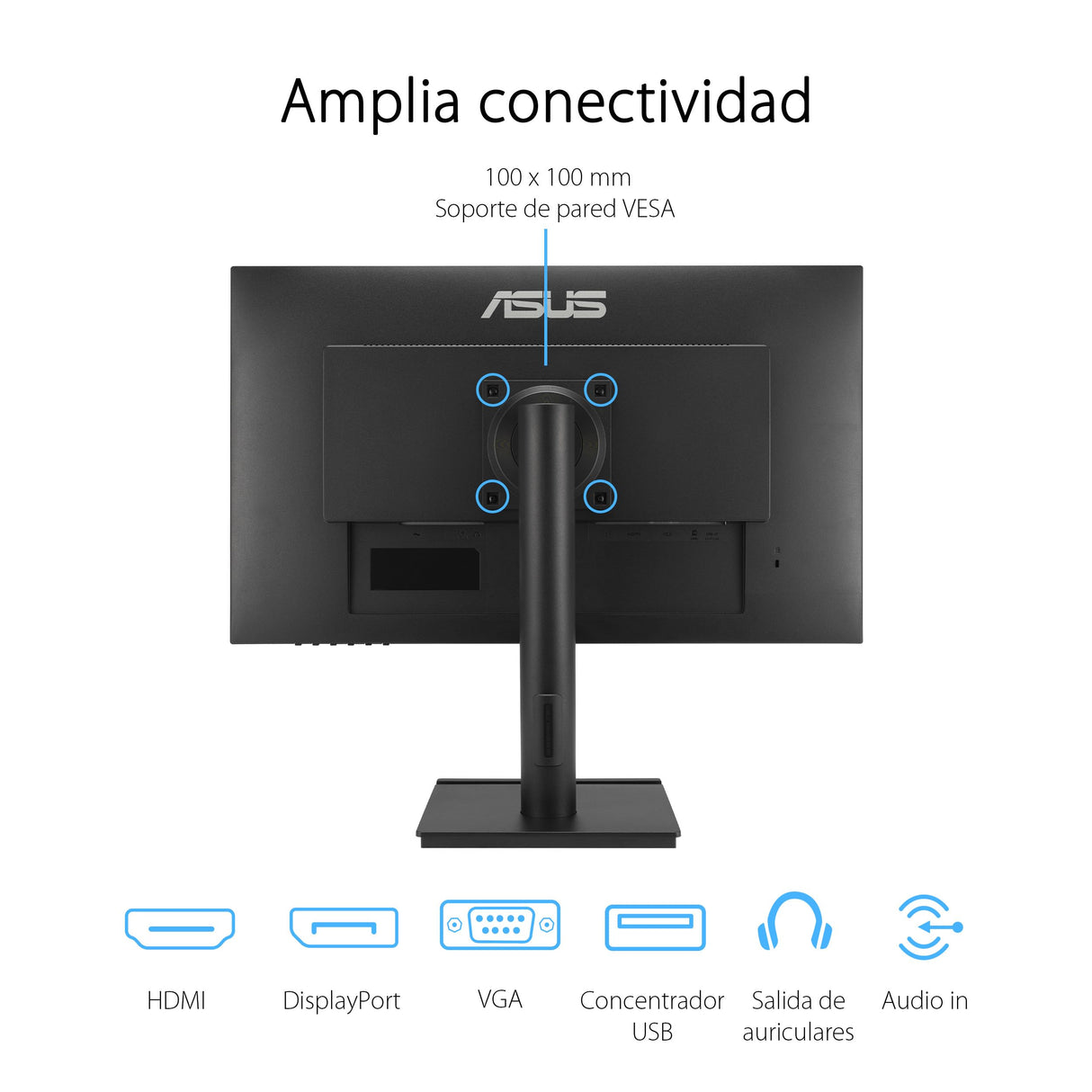 ASUS VA27DQFS Monitor profesional de 27 Pulgadas, IPS, Full HD, sin marco, 100 Hz, Adaptive-Sync, MPRT de 1 ms, HDMI, DisplayPort, VGA, luz azul baja, antiparpadeo, diseño ergonómico, montaje en pared