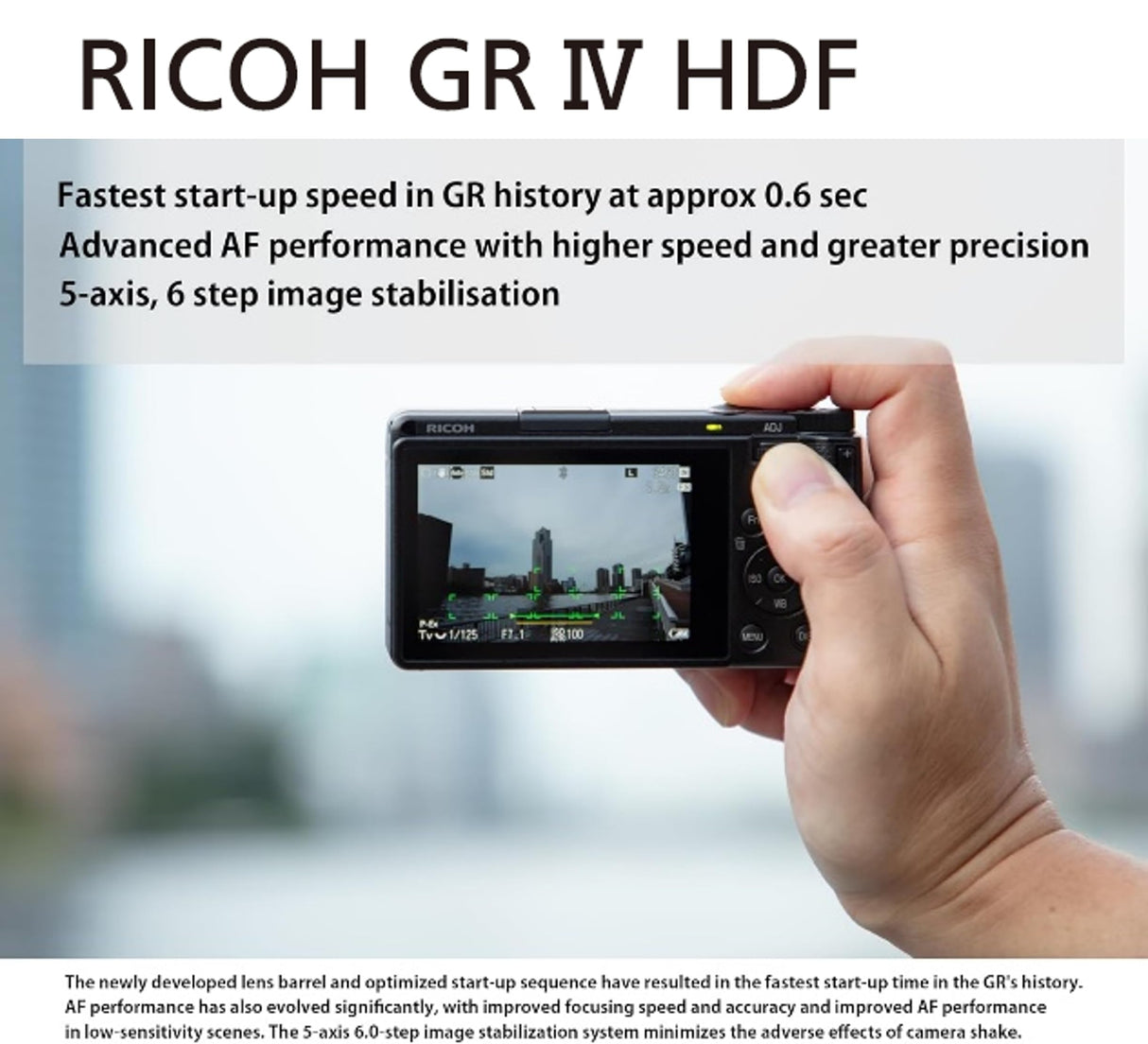 RICOH GR IV HDF, Modelo ampliado de la GR IV con Filtro difusor de Luces Altas Integrado. Cámara compacta Digital Premium definitiva con Nuevo Sensor CMOS de tamaño APS-C de 25,74 MP