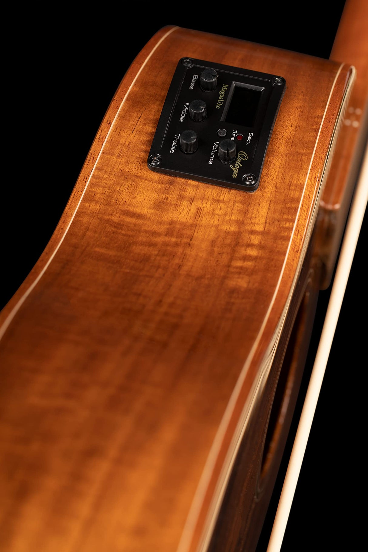Ortega Guitars Travel Bass electro-acústico - fretless - Serie Lizard - Ukelele bajo - incluye Gigbag - Acacia, Mahagony (CAIMAN-FL-GB)
