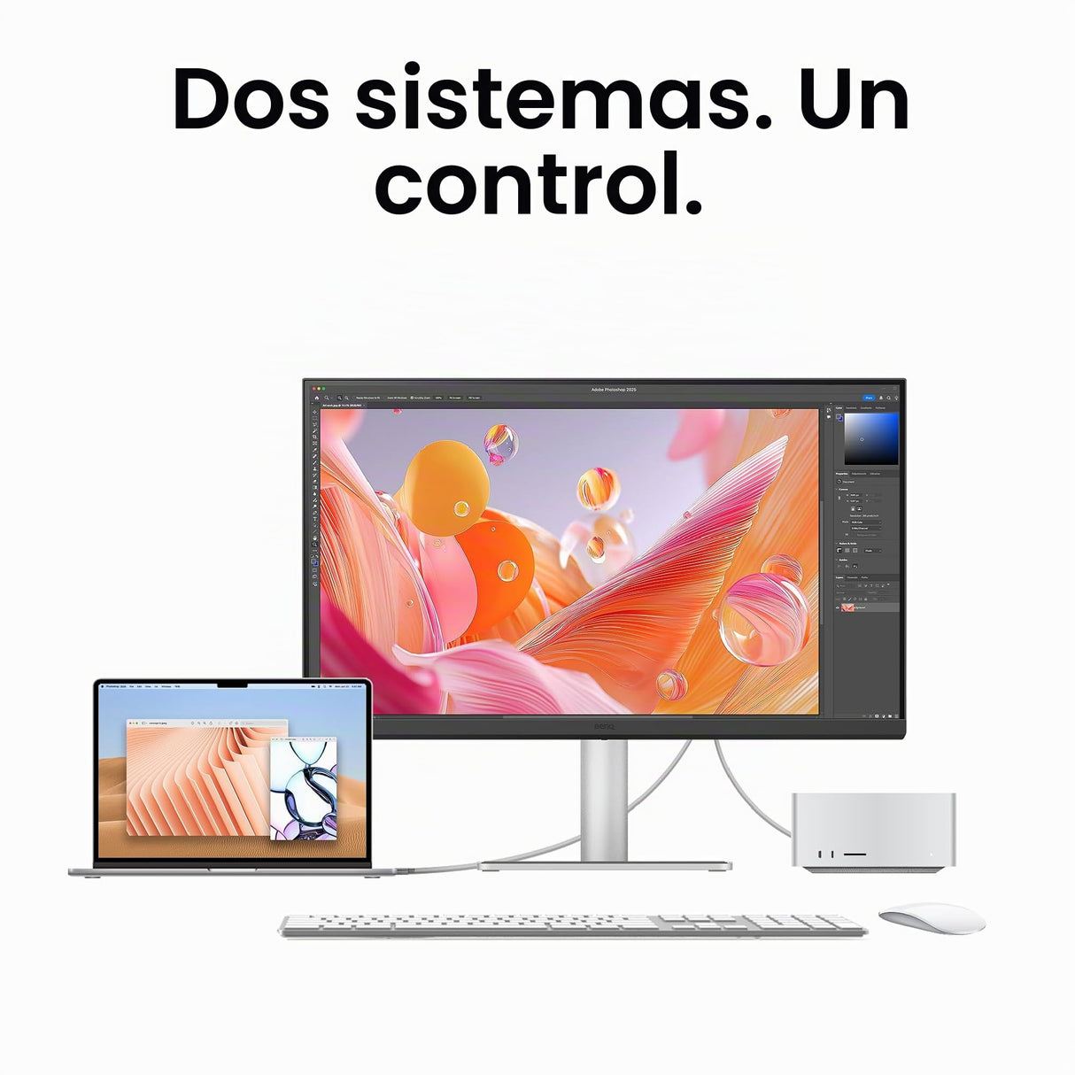 BenQ MA270S 27" 5K 5120x2880 Monitor Nano Gloss para Creadores Mac, Thunderbolt 4 96W/15W, Color Mac, Daisy Chain, KVM, Control de Brillo y Volumen, Ajuste de Altura e inclinación, Gama P3