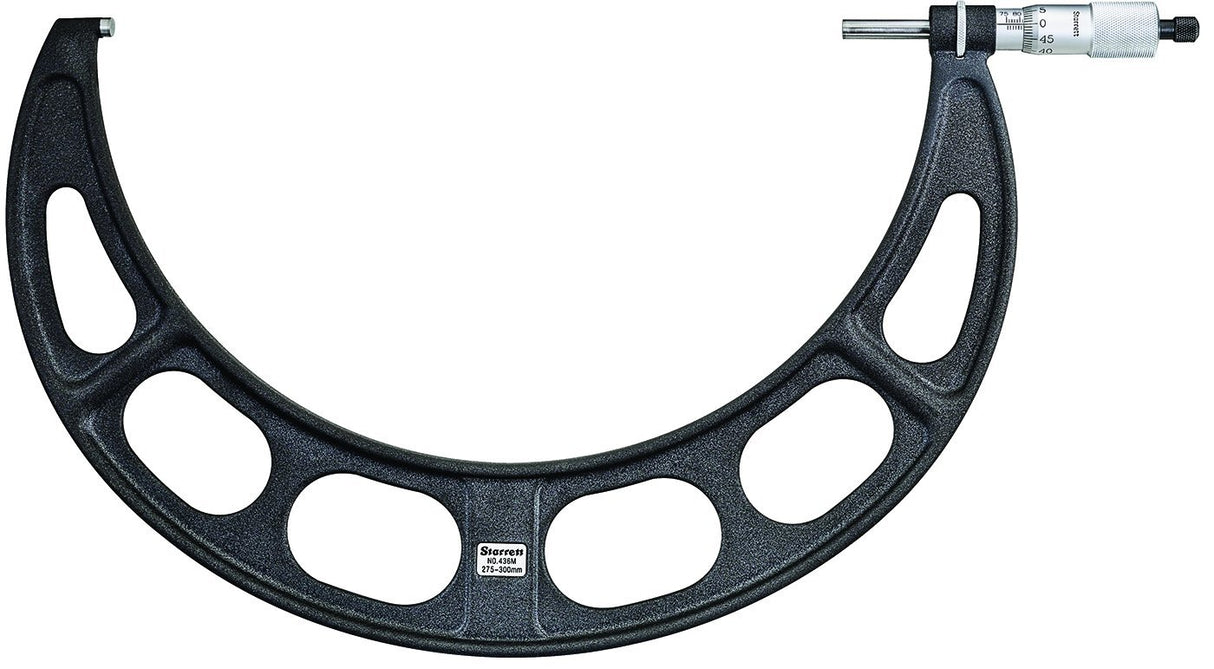 Starrett 436 mxrlz-375 Micrómetro, Ratchet Stop, Rango de tuerca, carburo de las caras, 350 – 375 mm, 0,01 mm graduación, precisión de +/-0.008 mm