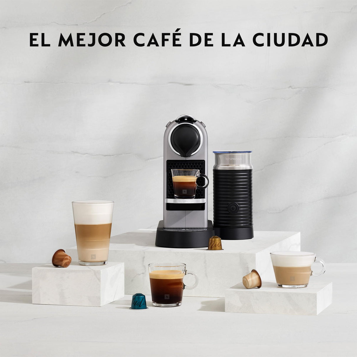 Krups Nespresso Citiz & Milk XN7615 - Cafetera de cápsulas monodosis, con 19 bares de presión, thermoblock, capacidad 1L, función automática, con Aeroccino, color Rojo, incluye pack de bienvenida