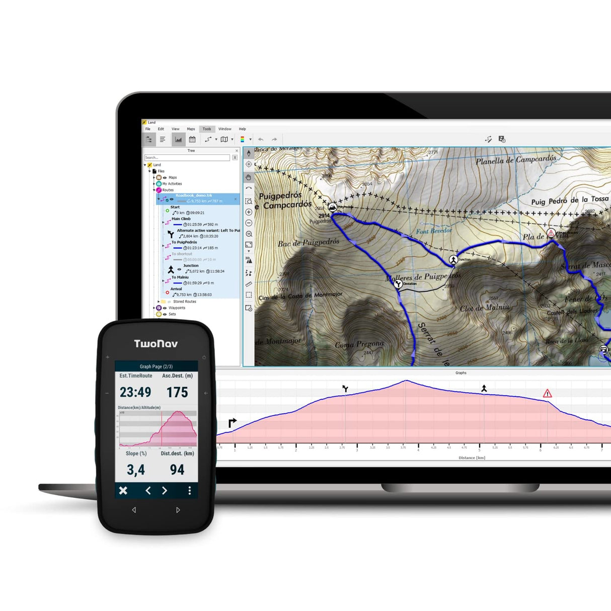 TwoNav Cross Plus + Mapa Topo de Gran Bretaña, computadora GPS para Bicicleta con Pantalla de 3,2 Pulgadas para MTB, Ciclismo, Senderismo o Senderismo con mapas incluidos