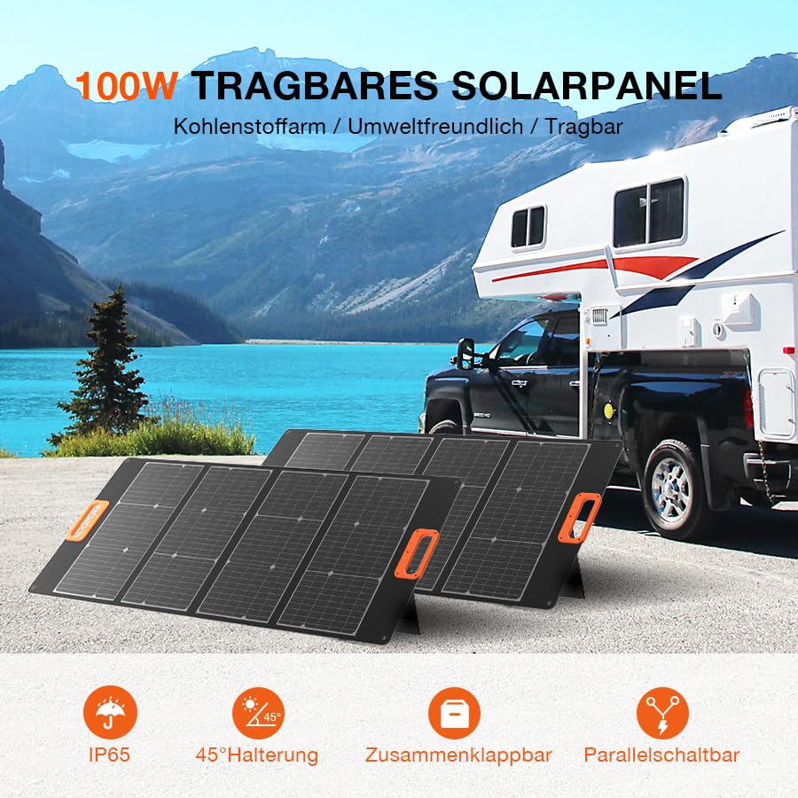 YARD FORCE Panel Solar portátil de 100 W LX SPP10 para generador Solar en casa, IP65 Resistente al Agua, Cargador Solar Plegable, Compatible con Yard Force Power Station para Camping al Aire Libre