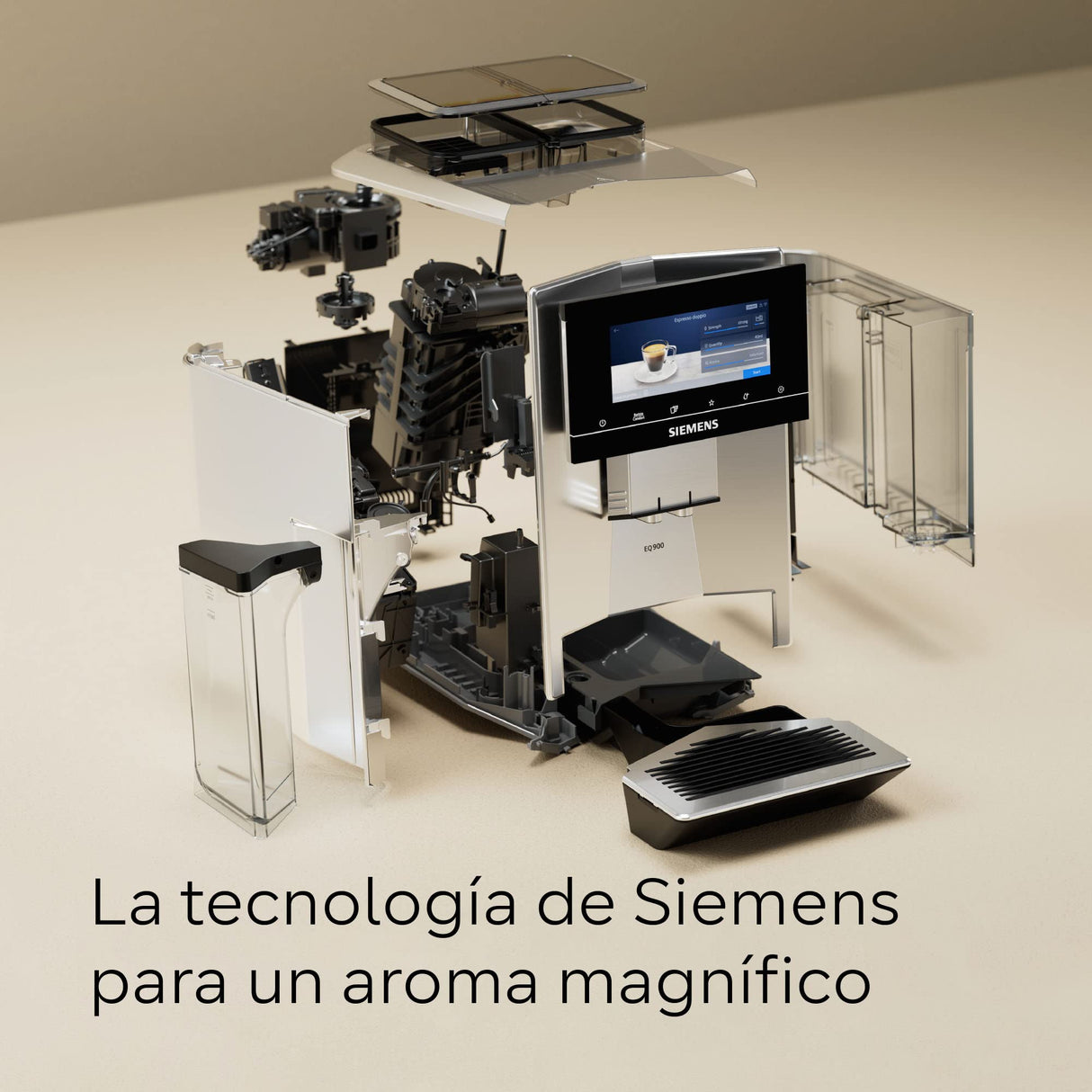 SIEMENS - Cafetera Superautomática, EQ700, Pantalla iSelect de 5", coffeWorld, Molinillo, Home Connect, Acero Inoxidable, TQ707R03
