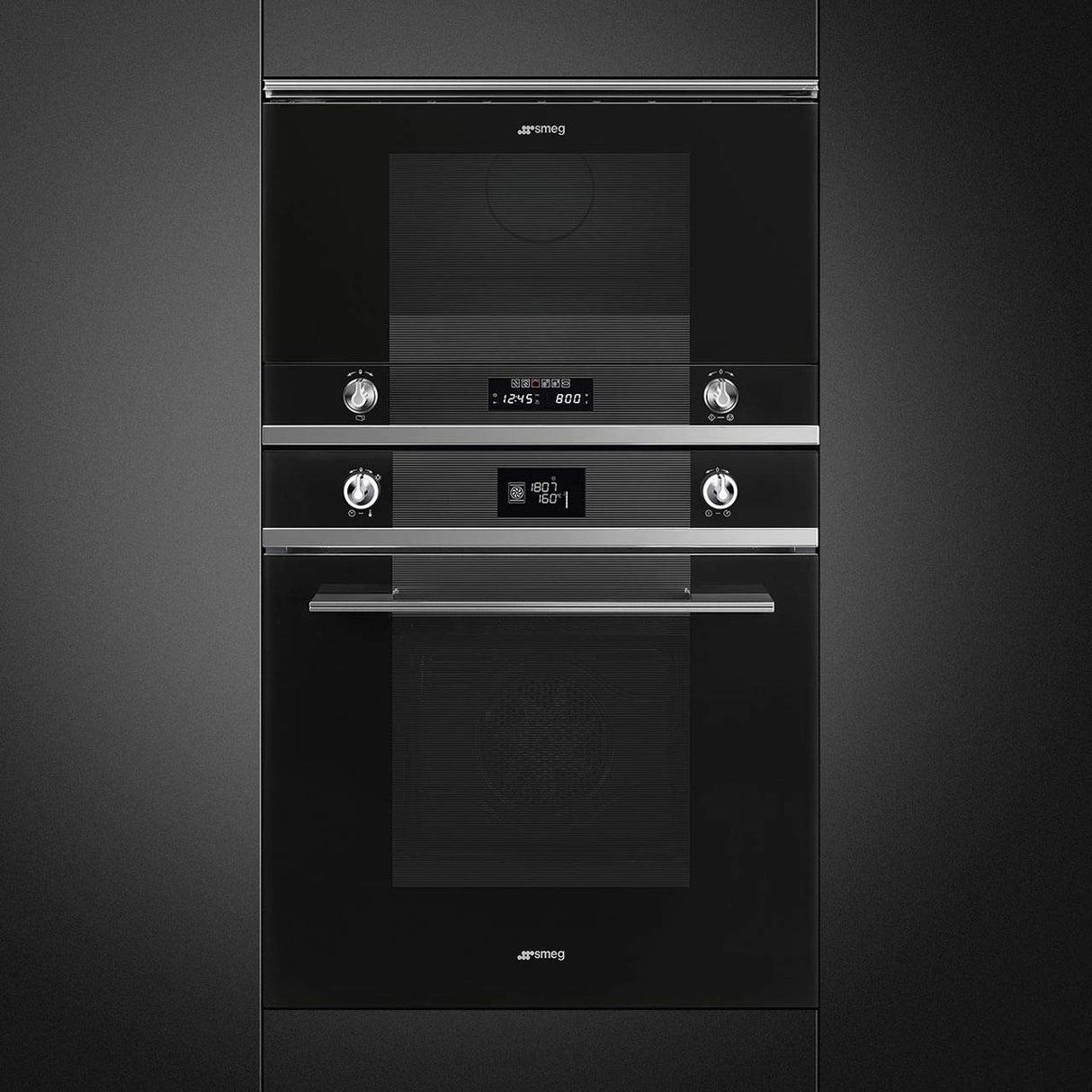 Microondas Grill Empotrable Smeg MP122N1 - Microondas + Grill Integrable Negro y Acero Inoxidable - 22 litros - 850 W