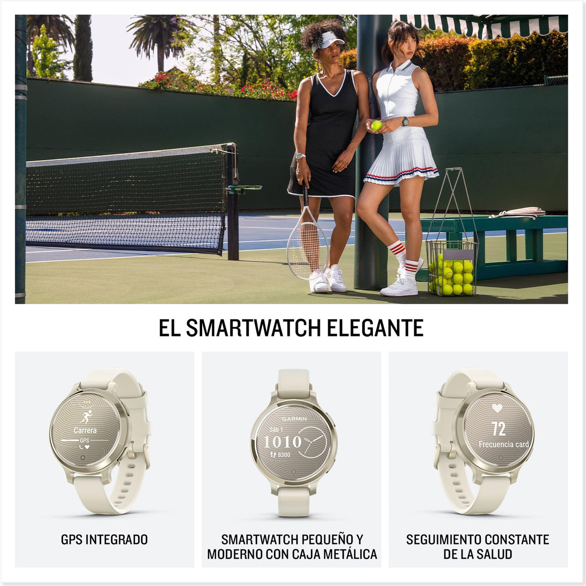 Garmin Lily 2 Active, Reloj Inteligente con GPS, Diseño Elegante, Datos de Salud y Forma Física, Pantalla Táctil, Notificaciones Inteligentes, Autonomía hasta 9 días, Plata con Correa Morada