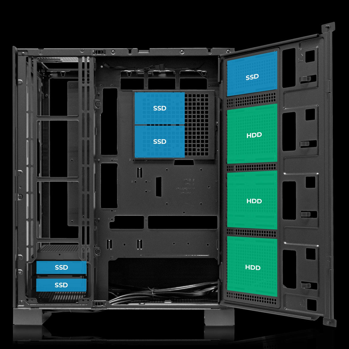 ABYSM Gaming Caja E-ATX AI Pro 100 Workstation con Altura para Disipador de 180 mm y Tarjetas Gráficas de hasta 420 mm