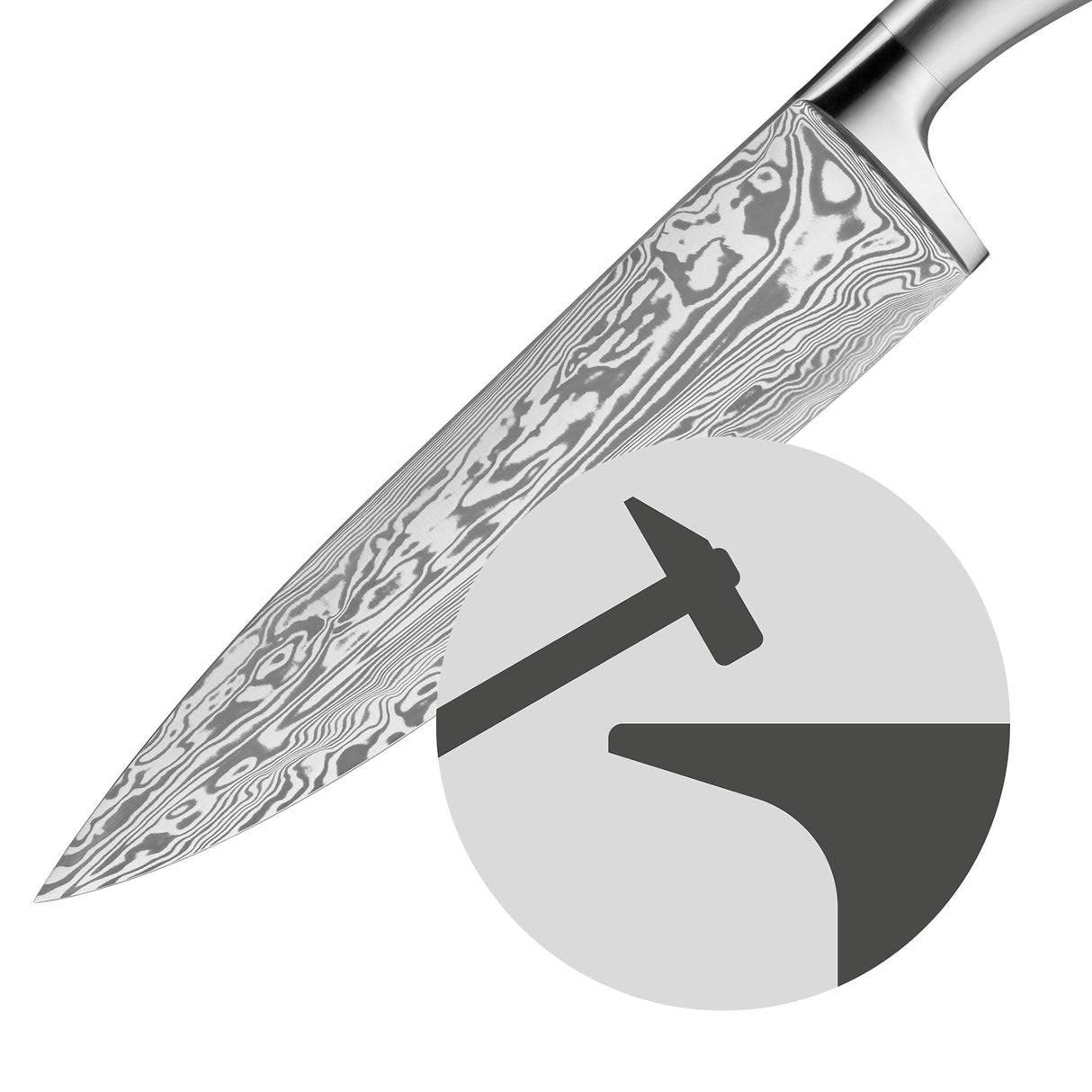 WMF Damasteel Juego de 3 Cuchillos de Acero Damasco Completamente Forjado