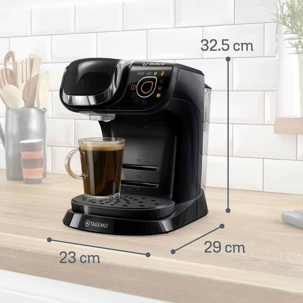 Bosch Hogar Máquina multibebida, Cafetera de cápsulas, Hasta 70 bebidas, OneTouch, Servicio individual, Personalización de bebidas, Filtración de agua, Color Negro