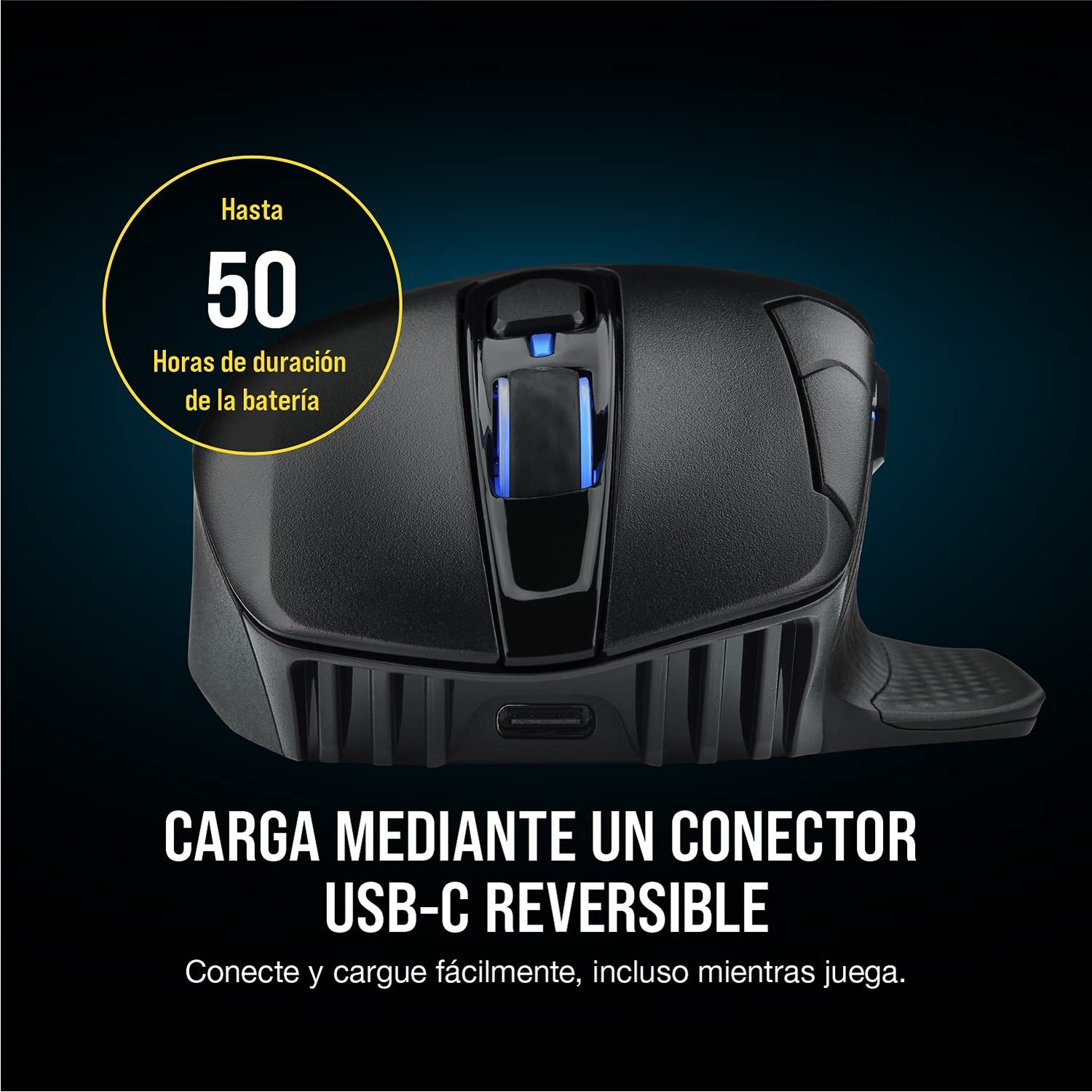 Corsair DARK CORE RGB PRO Ratón Inalámbrico FPS/MOBA para Juegos - 18.000 PPP - 8 Botones Programables - Inalámbrico Sub-1ms - Compatible con iCUE - PC, Mac, PS5, PS4, Xbox - Negro