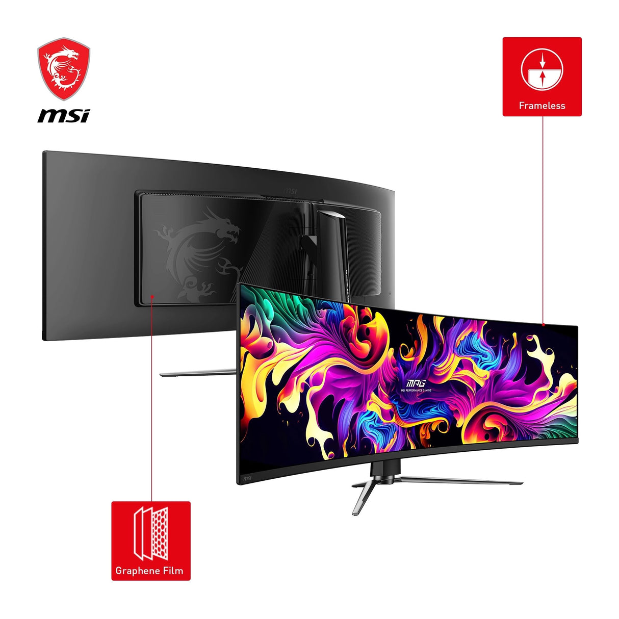 MSI MPG 491CQPA QD-OLED Monitor Curvo de 49 Pulgadas DQHD Gaming - 1800R, 5120 x 1440 Quantum Dot OLED Panel, 240Hz/0.03ms, 99% DCI-P3, ΔE ≤2,DisplayHDR True Black 400, KVM - DP 1.4a, HDMI 2.1