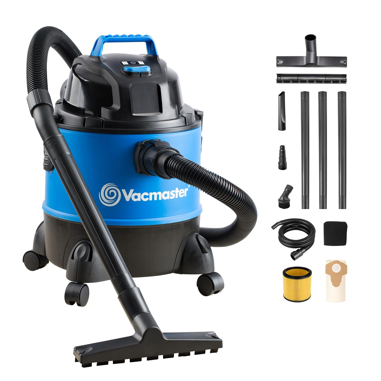 Vacmaster seco y húmedo Aspiradora Multiusos,Aspirador de Taller con Enchufe Integrado y Función de Soplado, 1250 W, 20 Liters, Azul