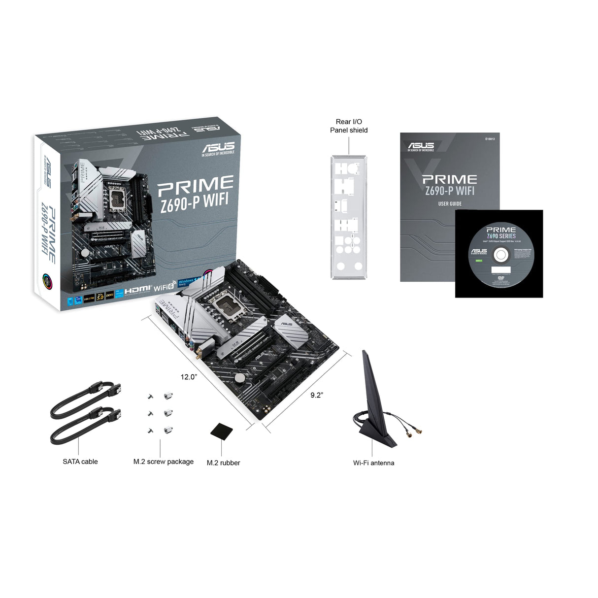 ASUS Prime Z690-P WiFi - Placa base Intel Z690 LGA 1700 ATX (PCIe 5.0, tres M.2, VRM de 14+1 fases, DDR5, LAN de 2.5 GB, USB 3.2 Gen. 2x2 de tipo C, USB 3.2 Gen. 1 de tipo C frontal, Thunderbolt 4)