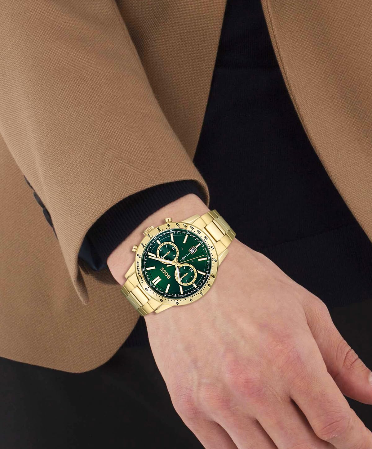 BOSS Reloj Cronógrafo de Cuarzo para Hombre con Correa en Acero Inoxidable Dorado - 1513923