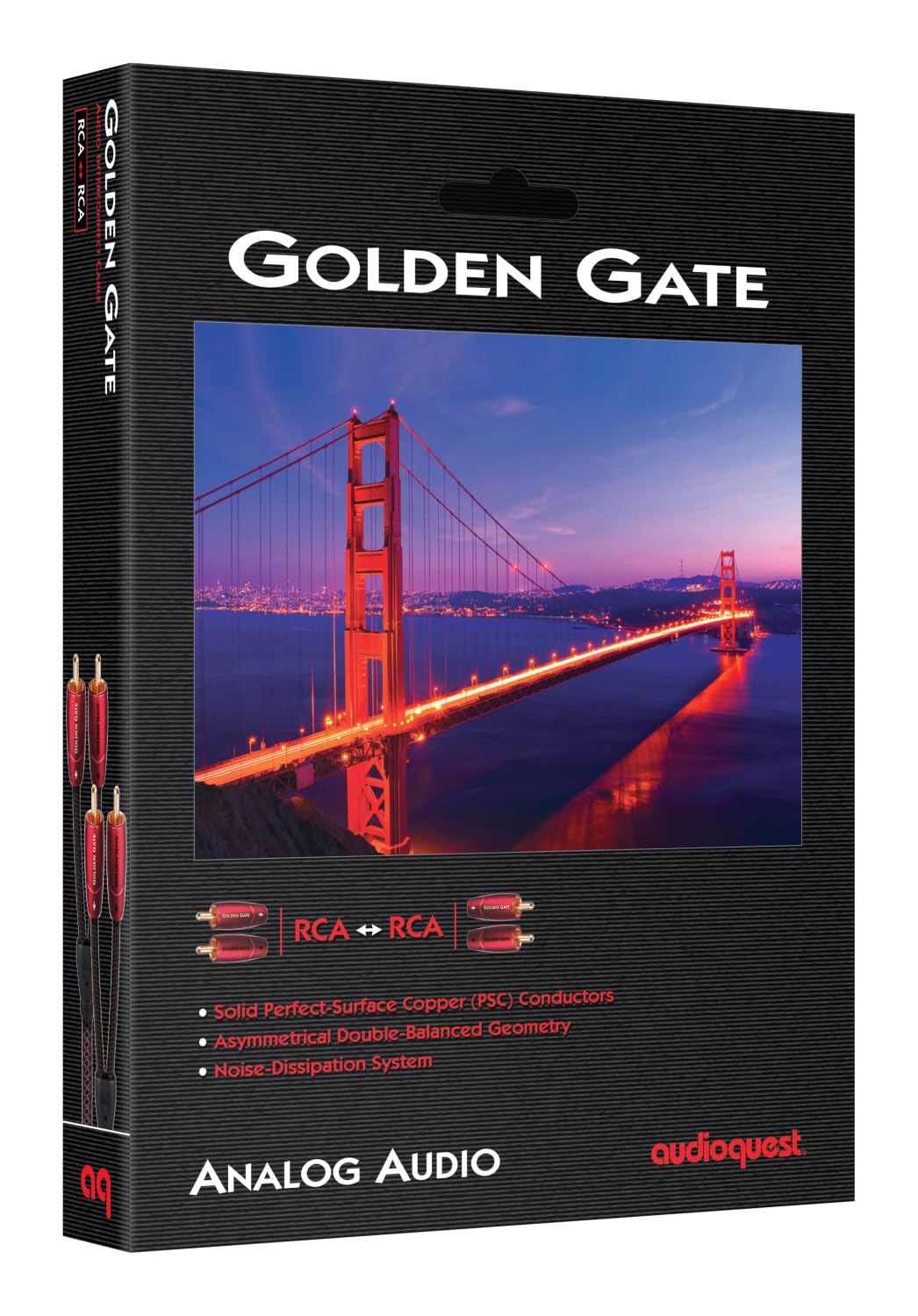 AudioQuest 2m Golden Gate RCA cable de audio 2 x RCA Negro - Cables de audio (2 x RCA, 2 x RCA, Cobre, 2 m, Negro)