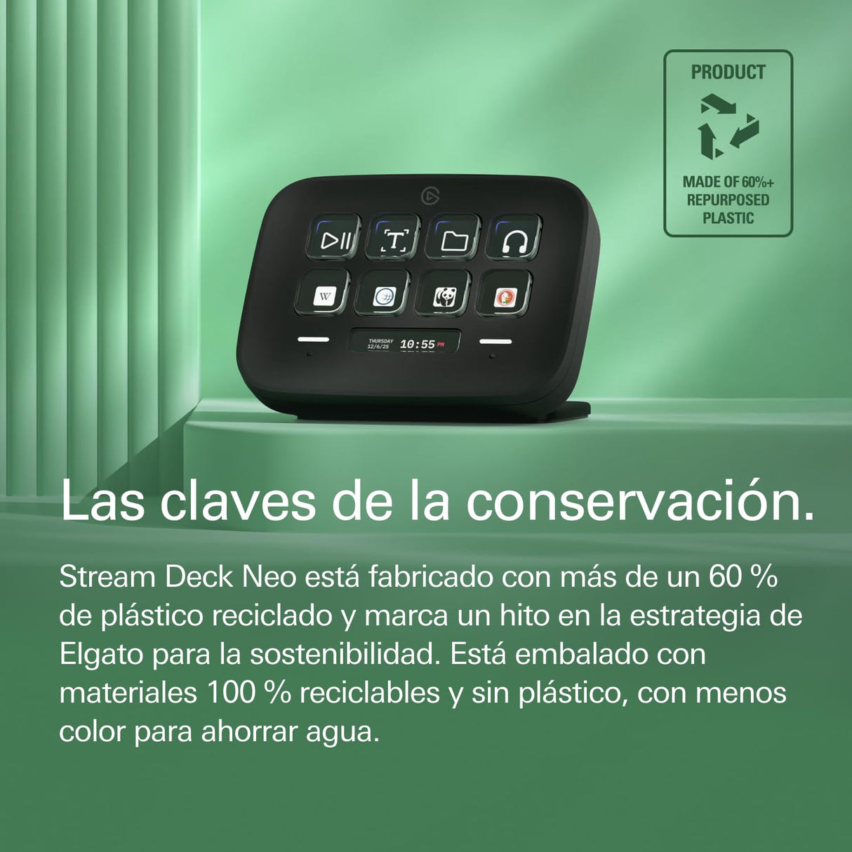Elgato Stream Deck Neo (Negro) – 8 Teclas Personalizables, 2 Touch Points, Vuela por Tus tareas y procesos - Controla Word, Excel, PowerPoint, Teams, Zoom, Spotify, etc. - para Mac y PC