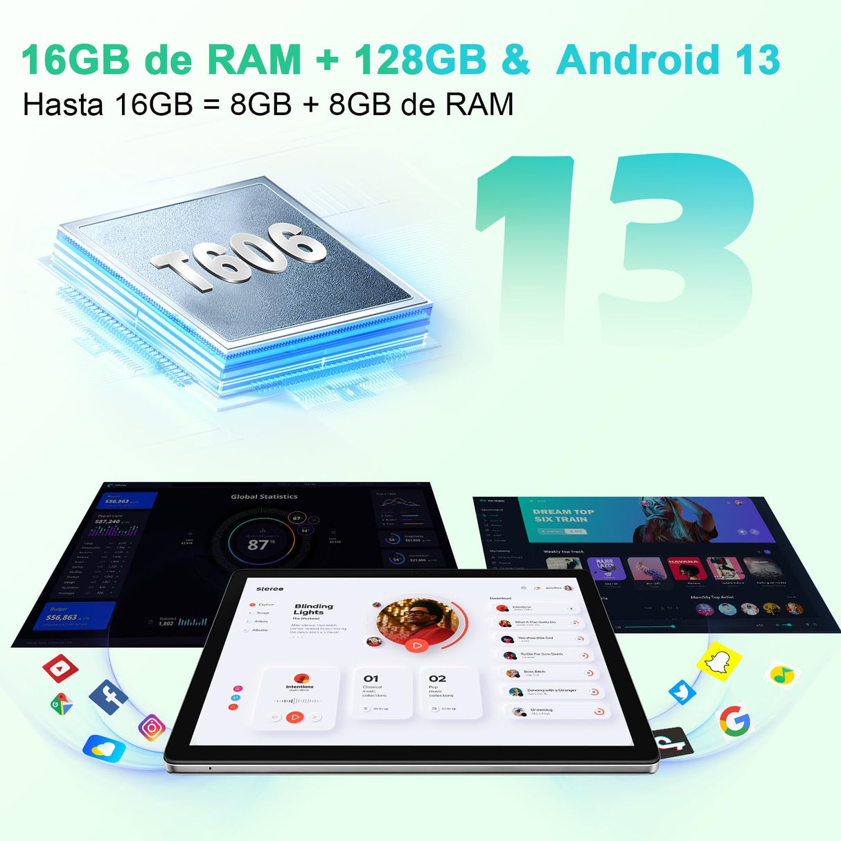 Blackview Tablet 10 Pulgadas Android 13 Tab80 16GB RAM+128GB ROM(1TB TF), 4G LTE&5G WiFi Tablet, Tableta 7680mAh, 13MP+8MP, Widevine L1, Octa Core, GMS, GPS, Bluetooth 5.0