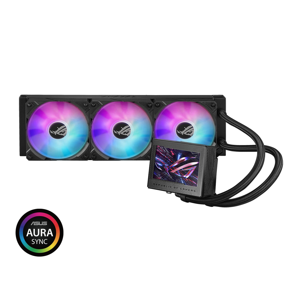 ROG Ryujin III 360 ARGB - Kit de Refrigeración líquida CPU, radiador de 400mm, bomba Asetek 8ª gen., 3 ventiladores de 120mm, pantalla LCD de 3,5", compatible con Intel LGA 1700, 115x, 1200 y AM4, AM5