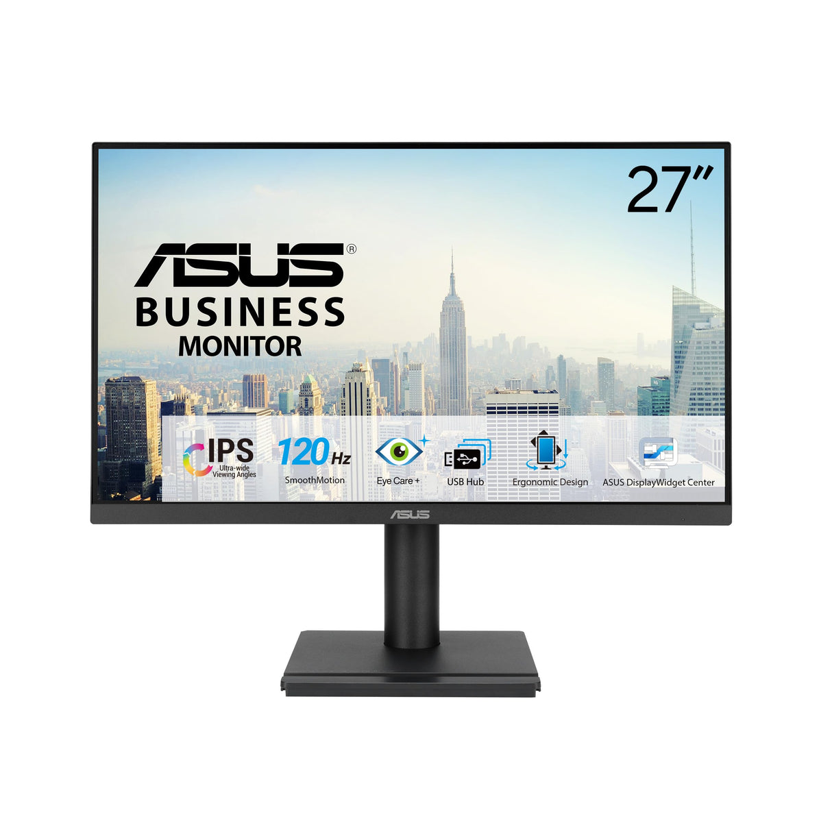 ASUS VA279QGS Monitor Profesional de 27 Pulgadas, IPS, Full HD, sin Marco, 120Hz, Adaptive-Sync, MPRT de 1ms, HDMI, DisplayPort, VGA, luz Azul Baja, antiparpadeo, diseño ergonómico, Montaje en Pared