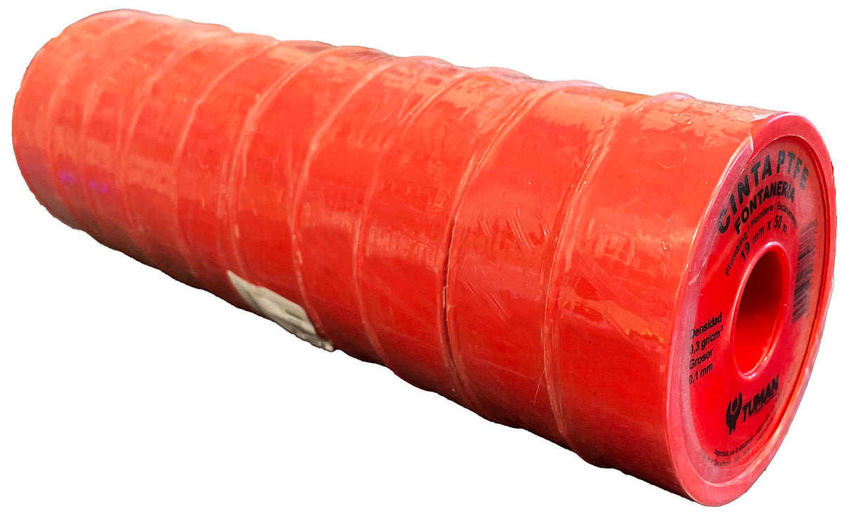 250 Rollos de Cinta Teflón para Fontanería de 19mmx0,1mmx50 metros de 0,3gr cm2. PTFE para sellado de roscas, tuberias.