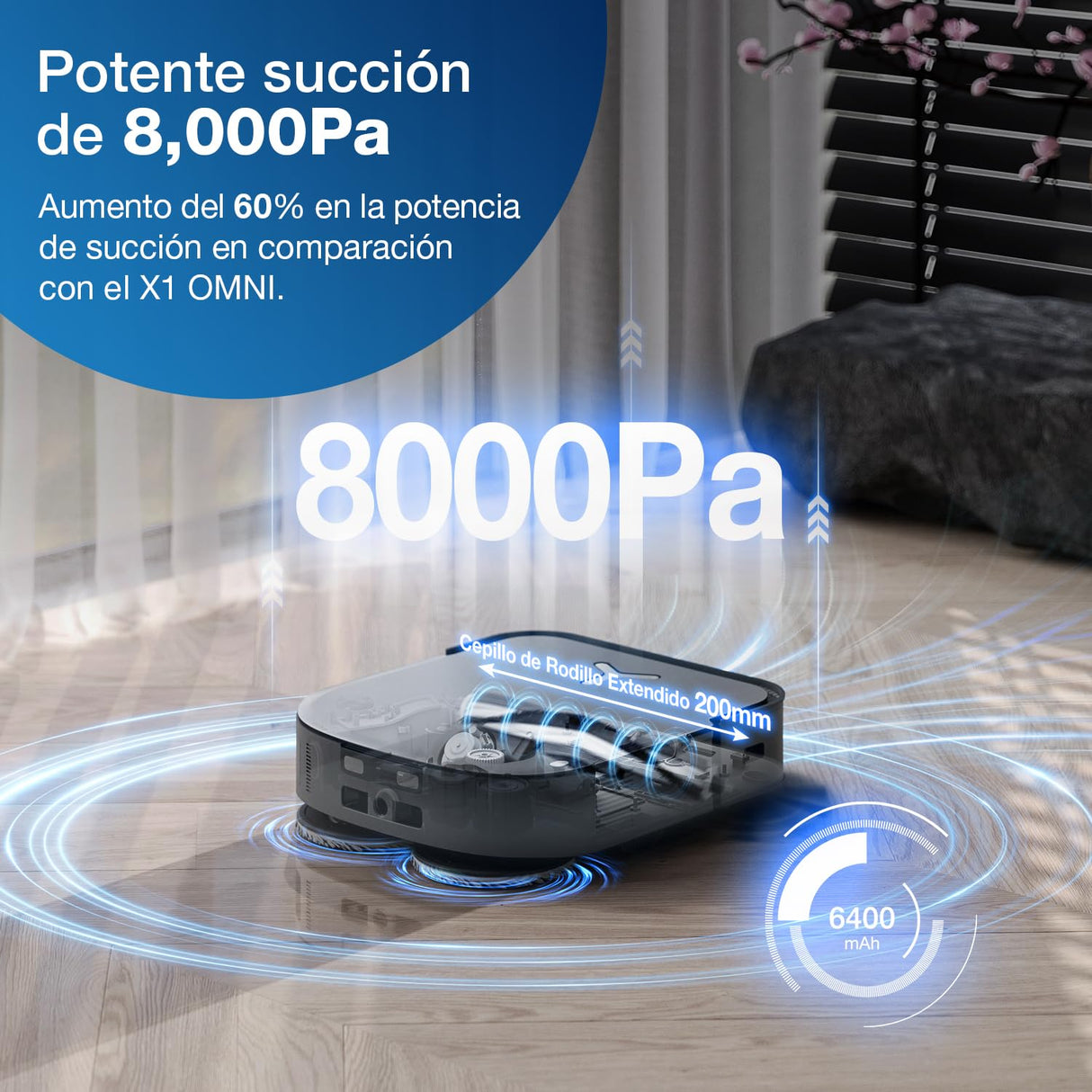 ECOVACS DEEBOT X2 OMNI, Robot aspirador y fregasuelos con estación todo en uno, potencia de succión 8000 Pa, diseño cuadrado, mopas elevables de 15 mm, lavado de mopas con agua caliente, IA, YIKO