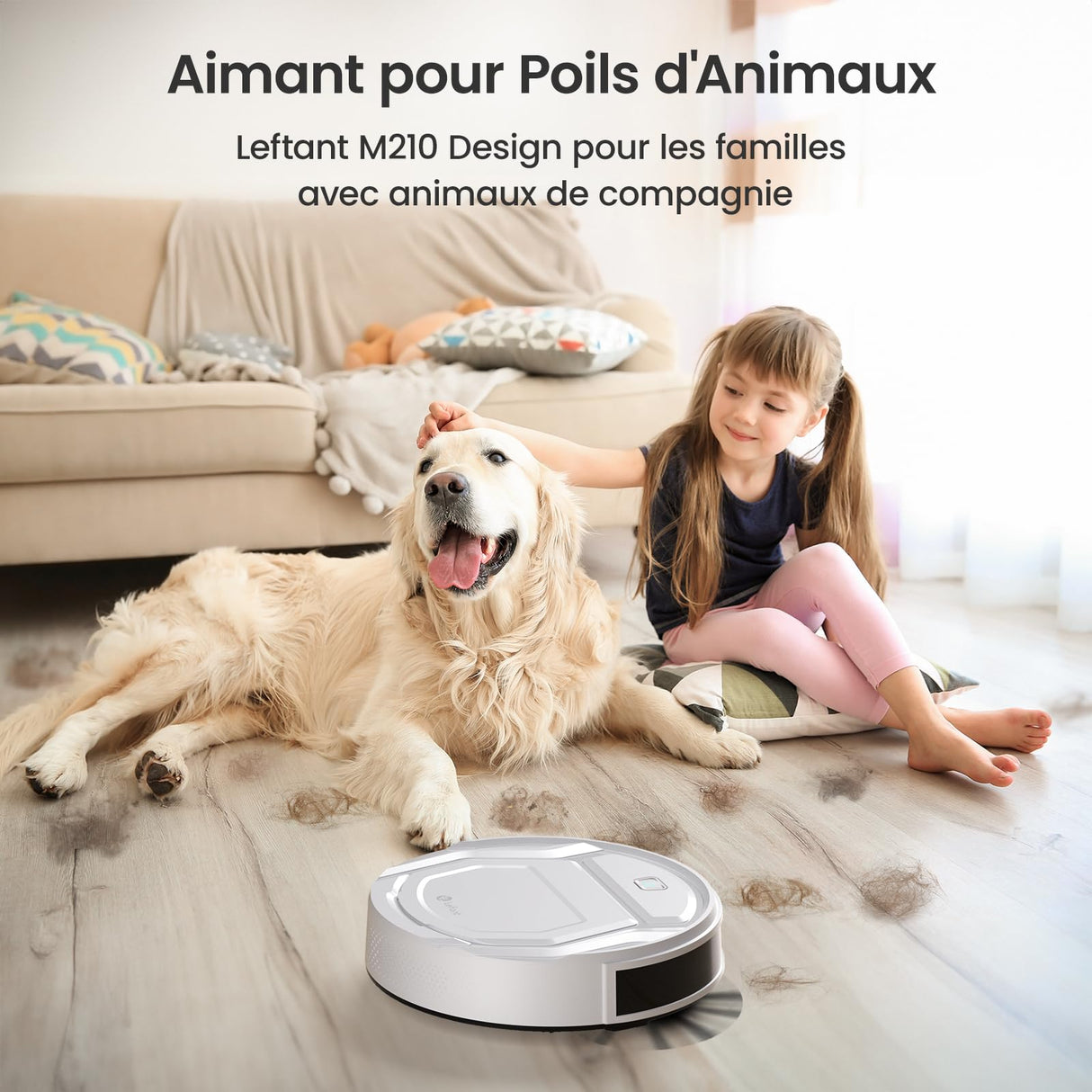 Lefant Robot aspirador con mando a distancia, 2200Pa Robot aspirador Autonomía delgada silenciosa, conectada con WiFi/Alexa/App, programable, ideal para el pelo de animales alfombras pisos duros, M210