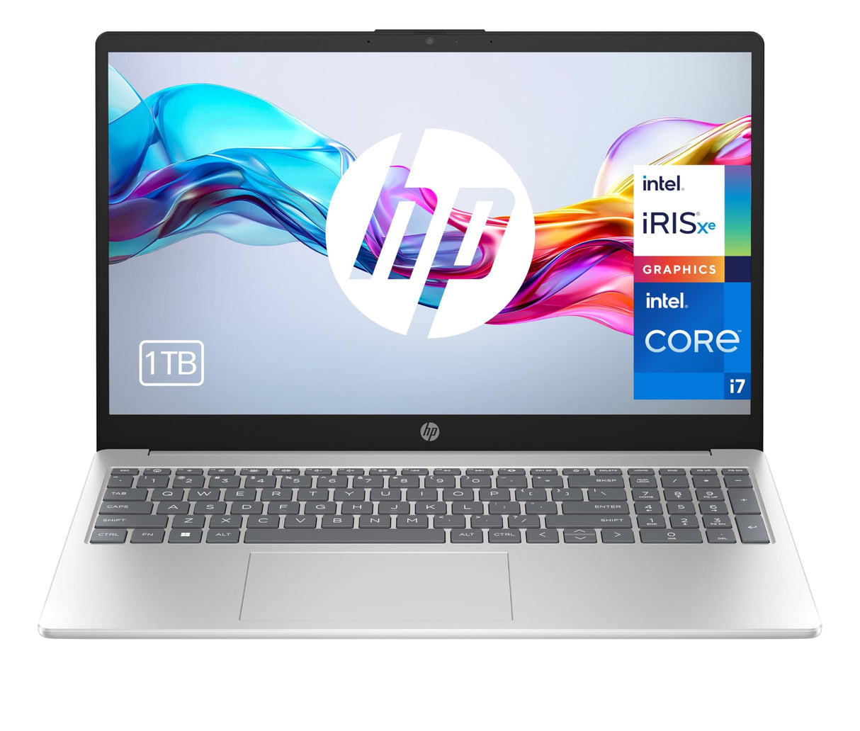 HP 15-fd0191ns - Ordenador portátil de 15.6" FHD (Intel Core i7-1355U, 16GB RAM, 1TB SSD, Intel Iris Xe Graphics, Sin Sistema Operativo) Plata - Teclado QWERTY Español