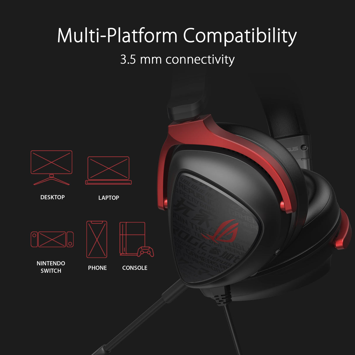 ASUS ROG Delta S Core - Auriculares Gaming Ligeros de 3.5 mm con transductores Essence de 50 mm, Sonido Envolvente 7.1 Virtual, compatibles con PC, Playstation 5, Nintendo Switch y Xbox