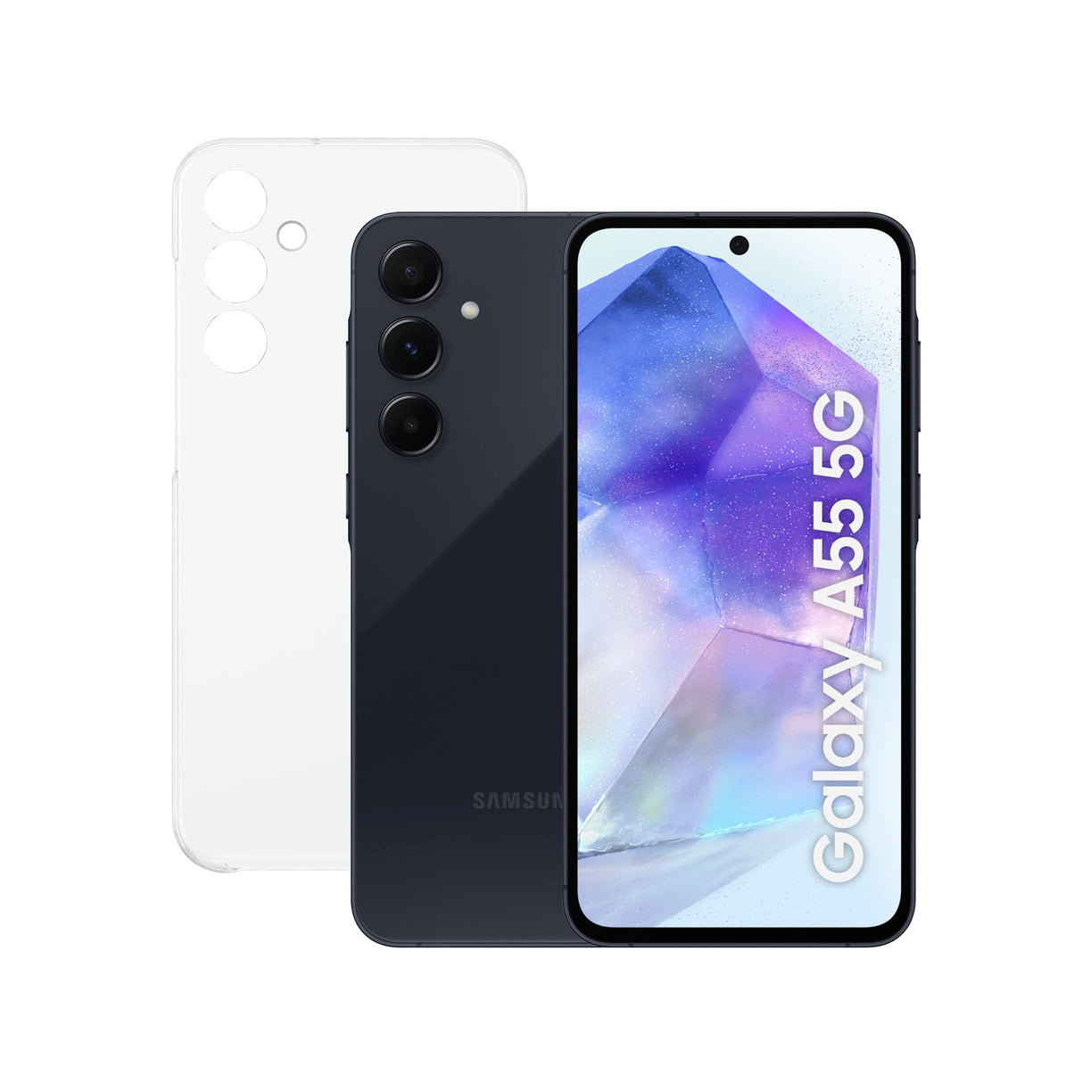 Samsung Galaxy A55 5G 256GB + Funda Transparente - Teléfono Móvil Android, Smartphone Libre, Batería de Larga Duración, Cámara 50MP, Negro (Versión Española)