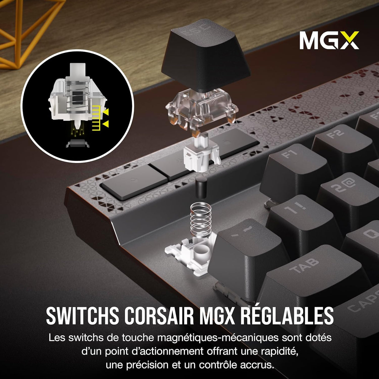 CORSAIR K70 MAX RGB Magnetic Teclado de juego mecánico con cable – MGX interruptores ajustables – PBT Double -Shot Keycaps – Rapid Trigger Mode – Compatible con iCUE – PC, PS5, PS4, Xbox – AZERTY FR –