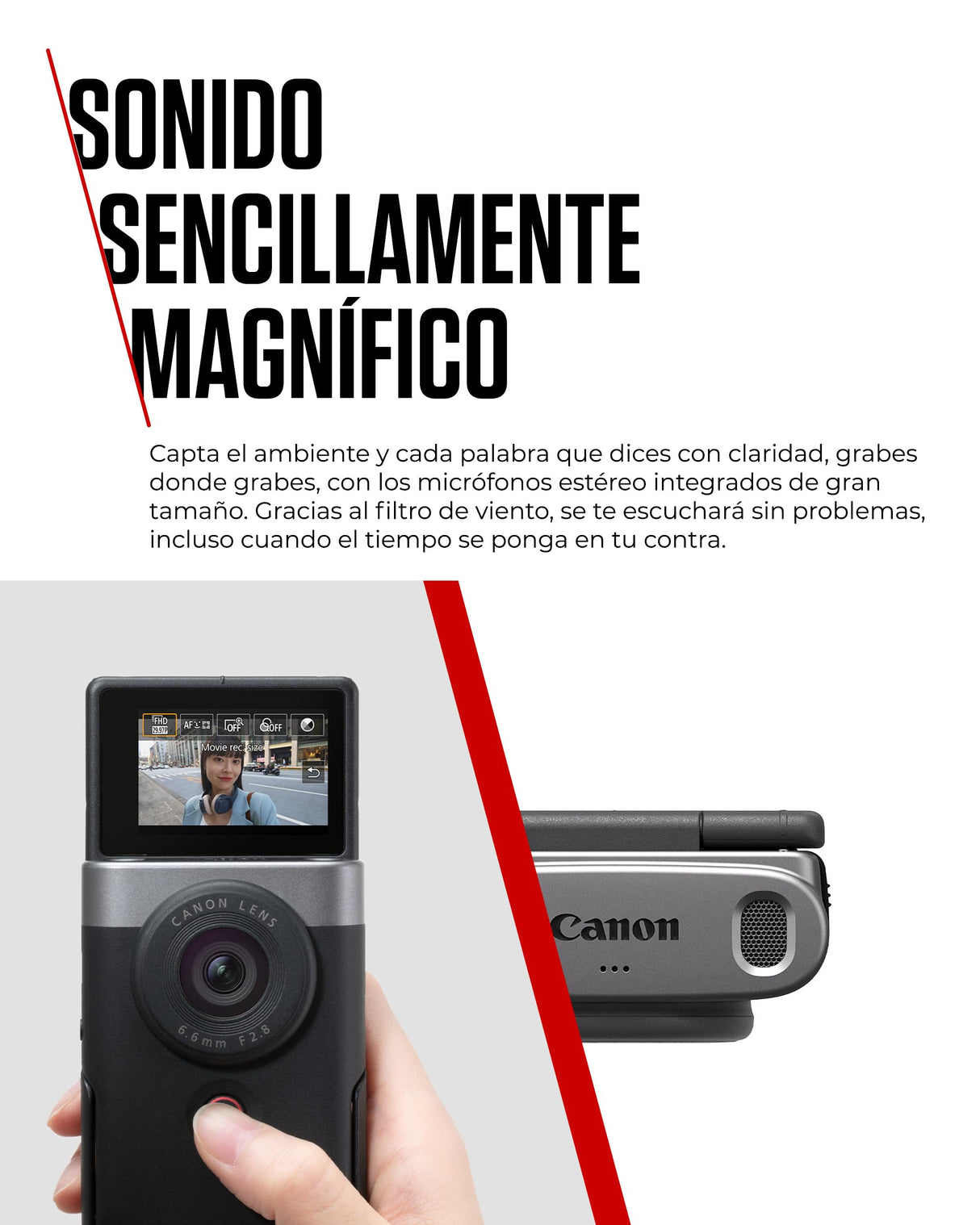 Canon Powershot V10 Starter Kit + Accesorios + Memoria 64GB, Cámara Vlogging y Streaming, Sensor 1" 20,9 MP, Vídeo 4K, Objetivo 19mm, WiFi, Bluetooth y USB-C, Pantalla Táctil Ángulo Variable, Silver