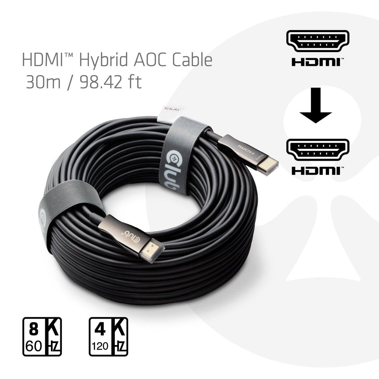 Club 3D CAC-1392 HDMI™ Hybrid AOC Cable 8K60Hz/4K120Hz 30m