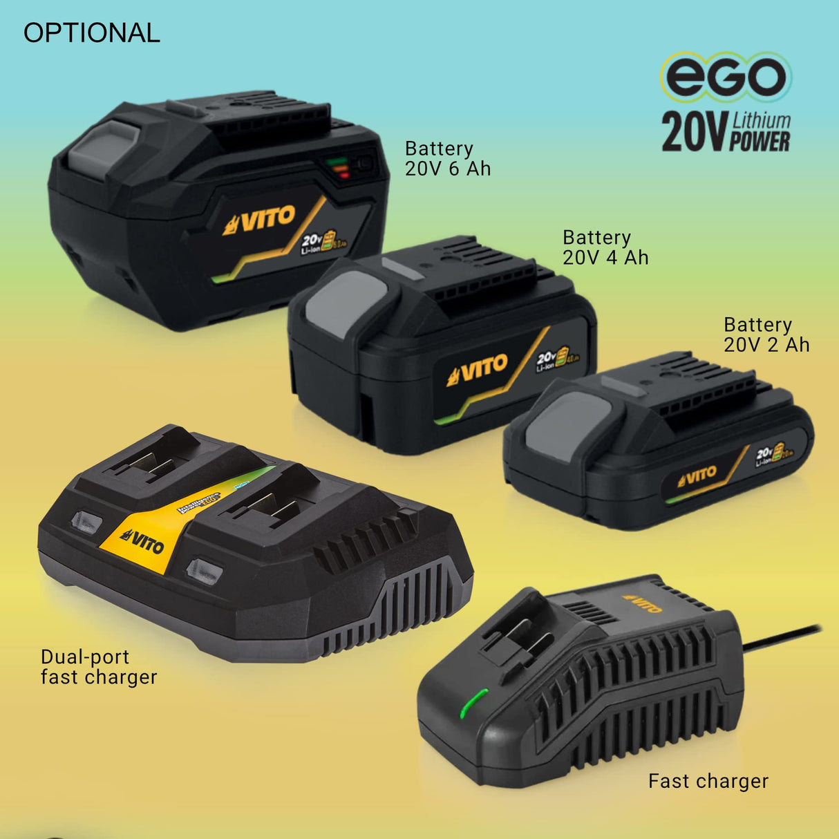 VITO SDS Plus Wireless Hammer Drill 20 V Lithium-Ion Vito Ego Li without Battery and Charger - with Quick Stop Function, Spindle Lock and Impact Drilling (Hammer Function) - (VIBCMPSFL20A)