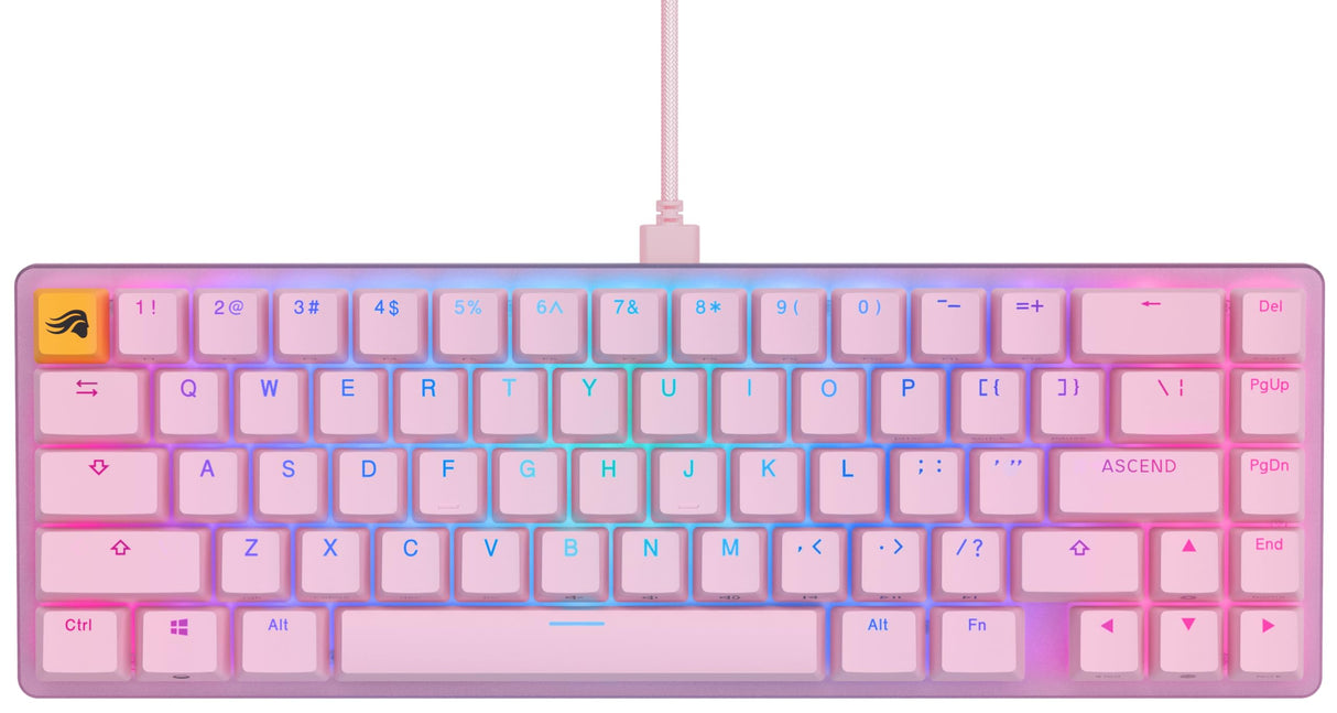 Glorious Gaming GMMK 2 Compact 65% - Teclado gaming mecánico, compacto TKL 65%, carcasa de aluminio, personalizable, keycaps dobles, switches Fox, RGB, distribuciones QWERTY estadounidense - Rosa
