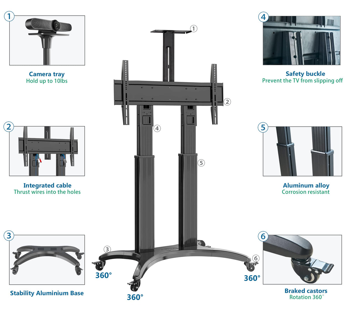 North Bayou AVF1800-70-1P - Soporte de peana para Monitor, Color Negro