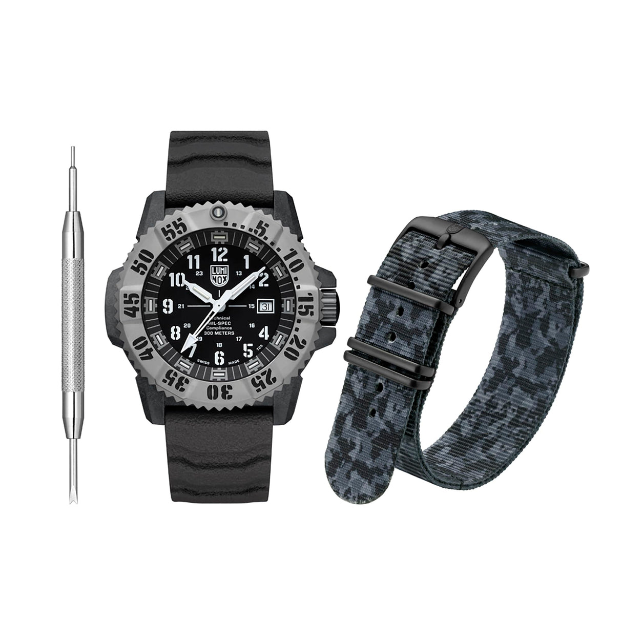 Luminox Reloj Analógico para Hombres de Cuarzo Suizo con Correa en Caucho XL.3351.1.Set
