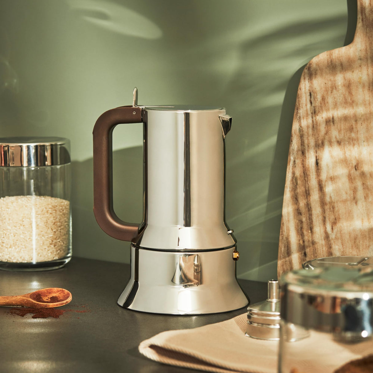 Alessi 9090/M Cafetera de Diseño de Acero Inoxidable, 10 Tazas, Plata