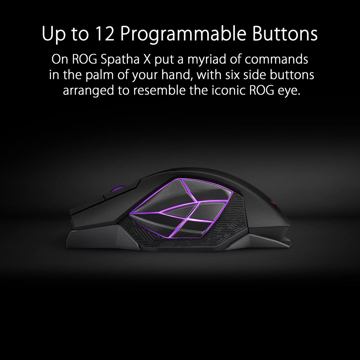 ASUS ROG Spatha X Wireless Gaming Mouse (Magnetic Charging Stand, 12 Programmable Buttons, 19,000 DPI, Push-fit Hot Swap Switch Sockets, ROG Micro Switches, ROG Paracord and Aura RGB Lighting)