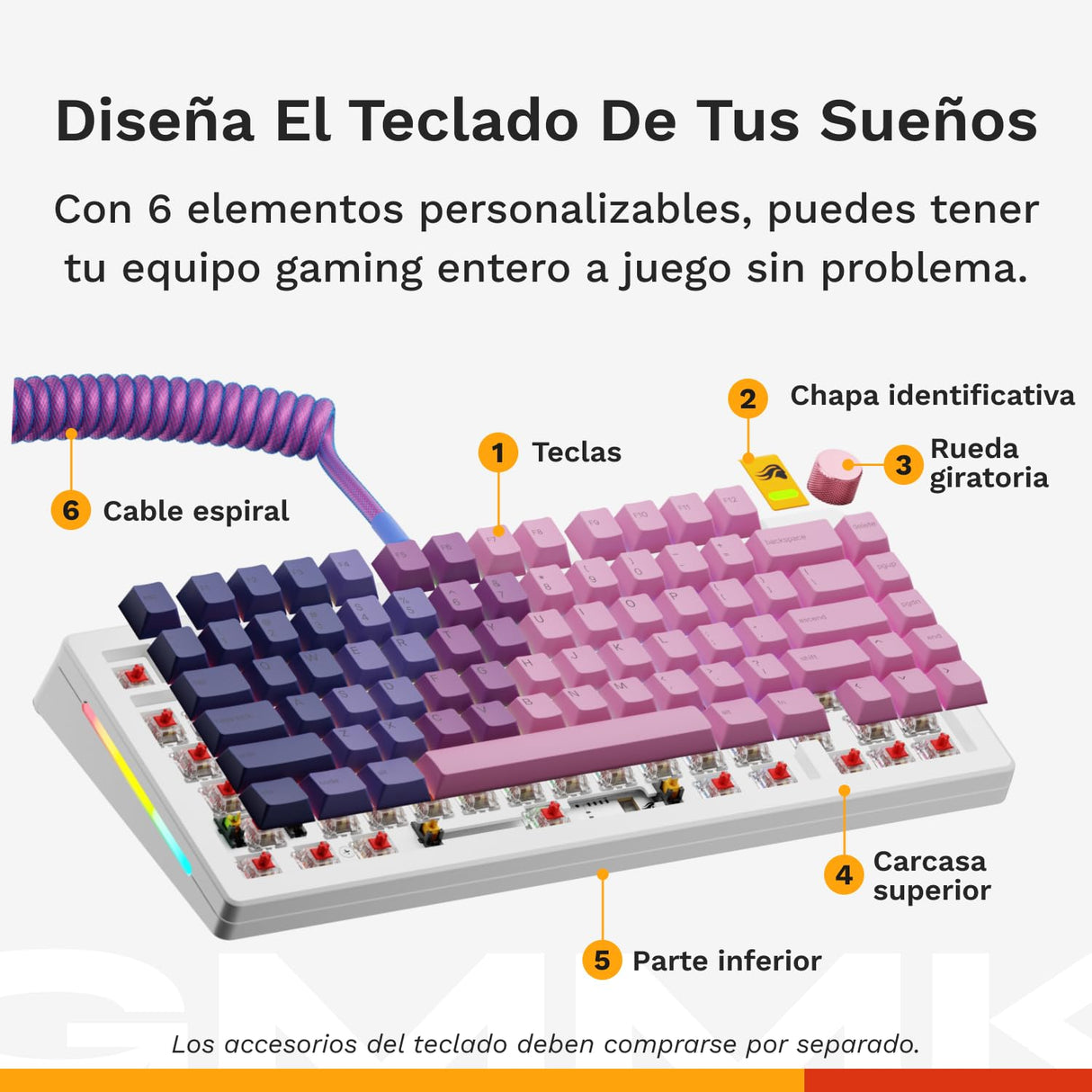 Glorious Gaming GMMK 3 anpassat mekaniskt gamingtangentbord, 75% TKL, modulärt packningssystem, doubleshot PBT-tangenter, aluminiumplatta, utbytbara 3- Och 5-stiftsbrytare, USA QWERTY - Vit