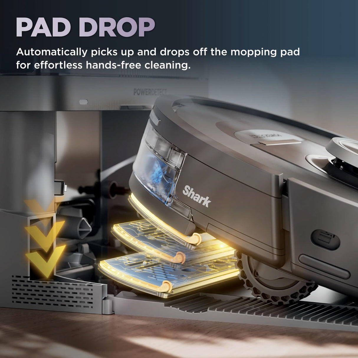 Shark PowerDetect Robot Aspirador y fregona 2 en 1, NeverTouch 30 días autovacía y autorecargable, con navegación 3D y LiDAR, NeverStuck Obstáculo Bypass, WiFi/App/Alexa, Negro RV2800YEUK