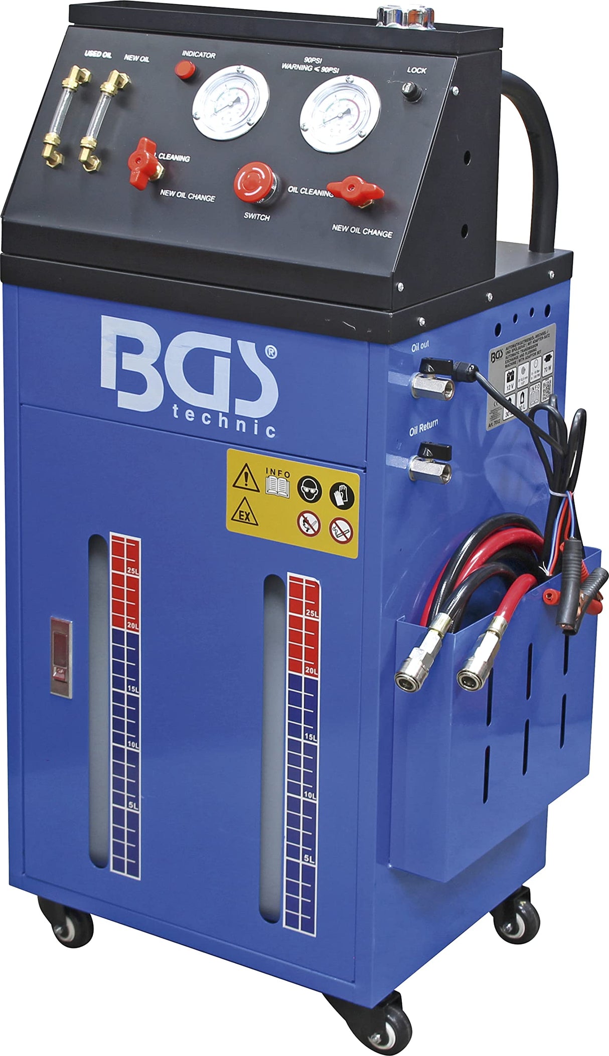 BGS 7082 | Dispositivo de cambio/limpieza de aceite de la caja de cambios automática con juego de adaptadores