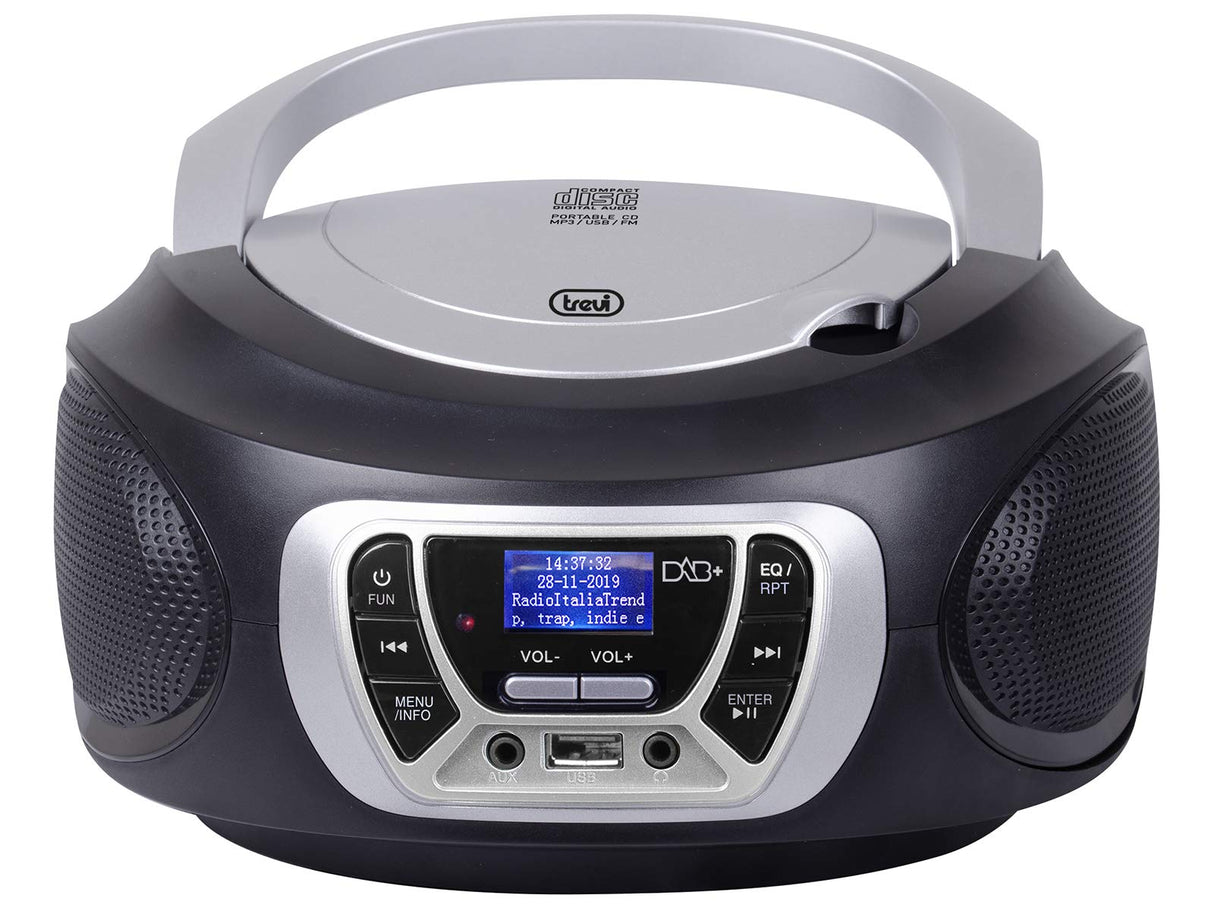 Trevi CMP 510 Dab estéreo portátil CD Boombox Radio Dab/Dab+ con RDS, USB, AUX-IN, Toma de Auriculares, Negro