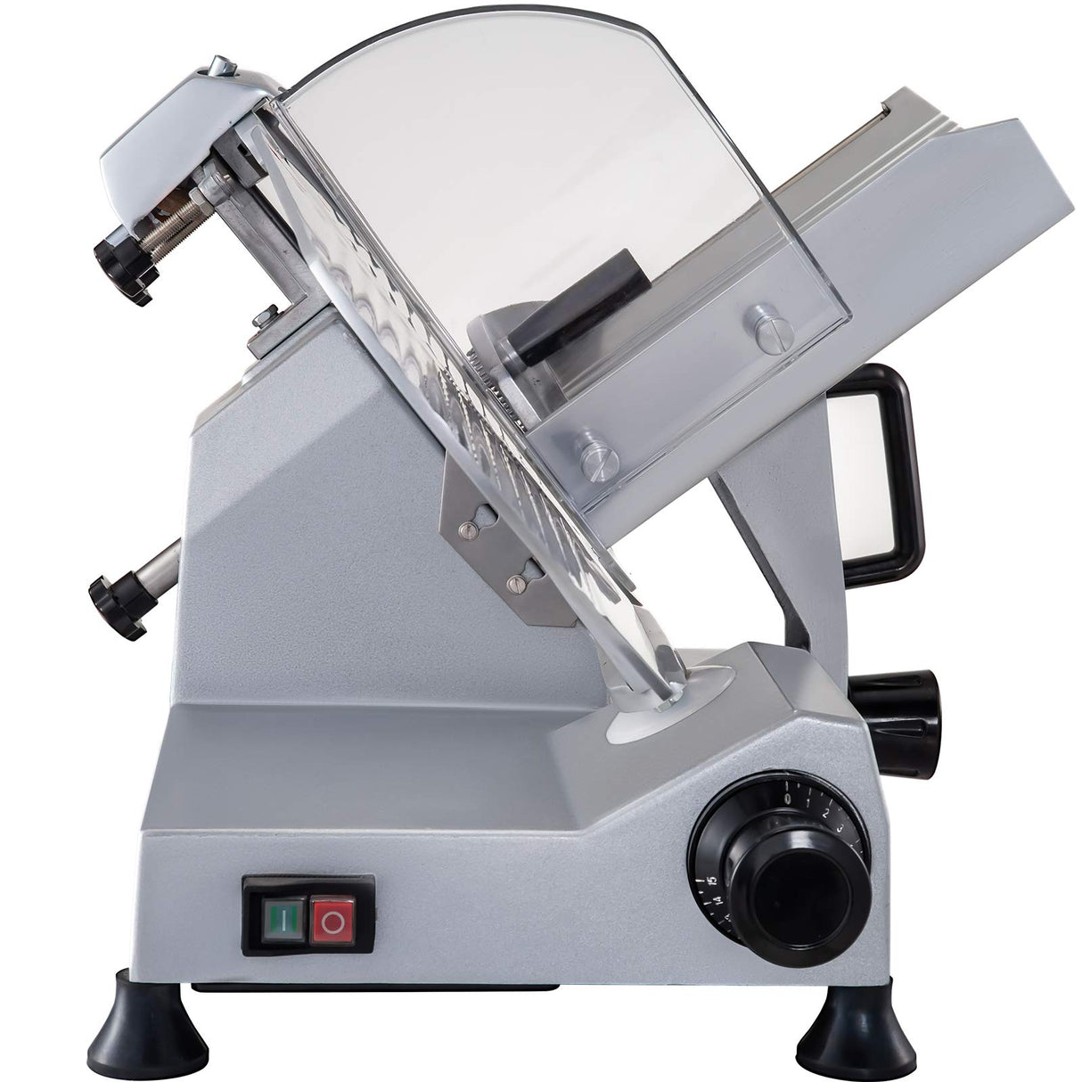 BuoQua Cortafiambres Profesional, 250W 30 cm Hoja de Acero Inoxidable Cortafiambres Eléctrico, Espesor 0-16 mm Cortadora de Fiambres Ajustable para Carne, Fiambres, Queso, Rosbif, Verduras, Frutas