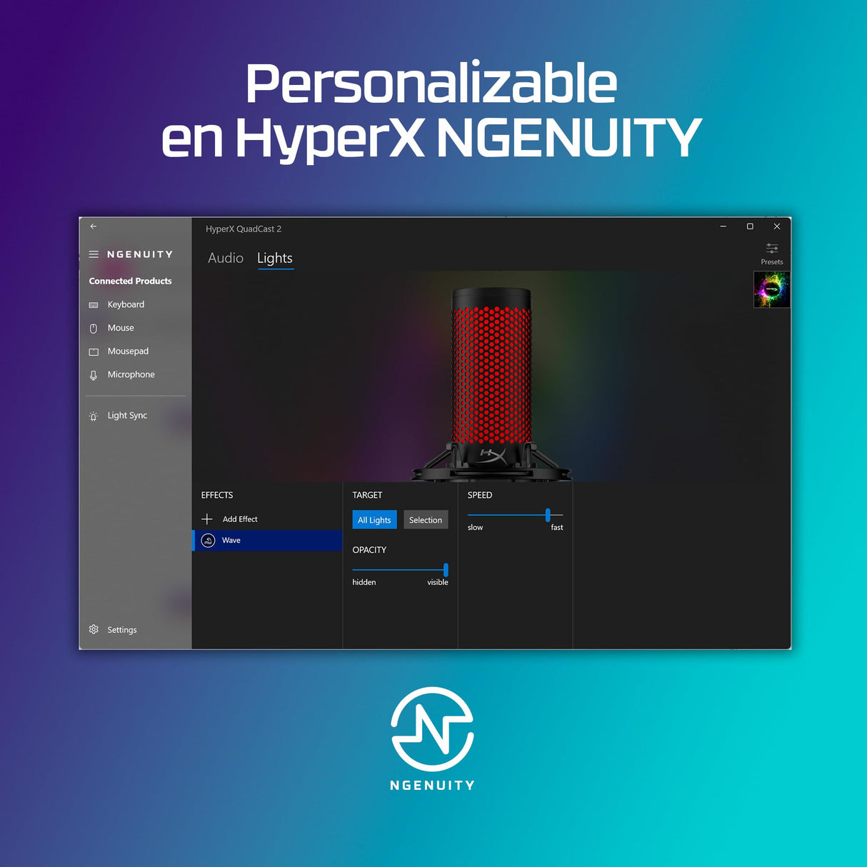 HyperX Quadcast 2 - Micrófono USB para gaming, streaming, podcast, cuatro patrones polares, controles, LED, antivibración, para PC, PS4, PS5 y Mac, Negro y Rojo