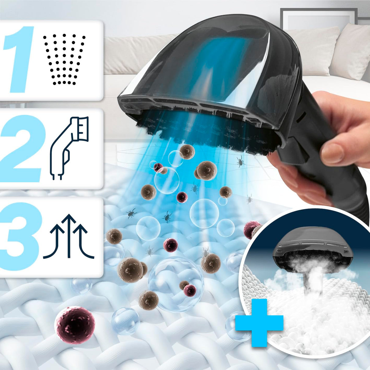 CLEANmaxx Limpiador de alfombras y tapicería Pro Steam | Spot Cleaner & Easymaxx limpiador de alfombras | Aspirador húmedo y limpiador para aspiradora de lavado para sofá, coche, alfombra, tapicería