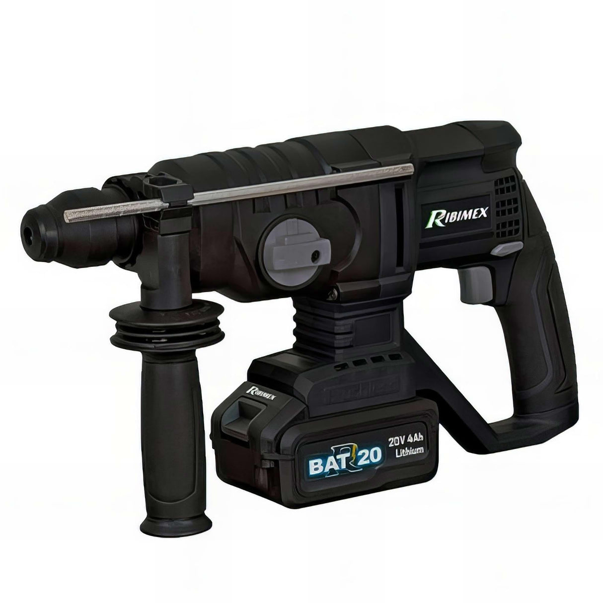 Ribimex PRBAT20/PERFPRO - Martillo perforador SDS 20V-4.0 Ah-RBAT20, color gris y negro