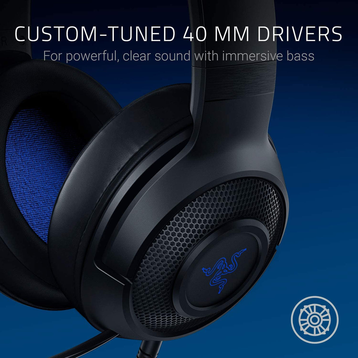 Razer Kraken X para consola - Auriculares Gaming con cable para consola (micrófono Cardiod plegable, controladores de 40 mm personalizados, conexión de 3,5 mm, almohadillas ovaladas) Negro y azul