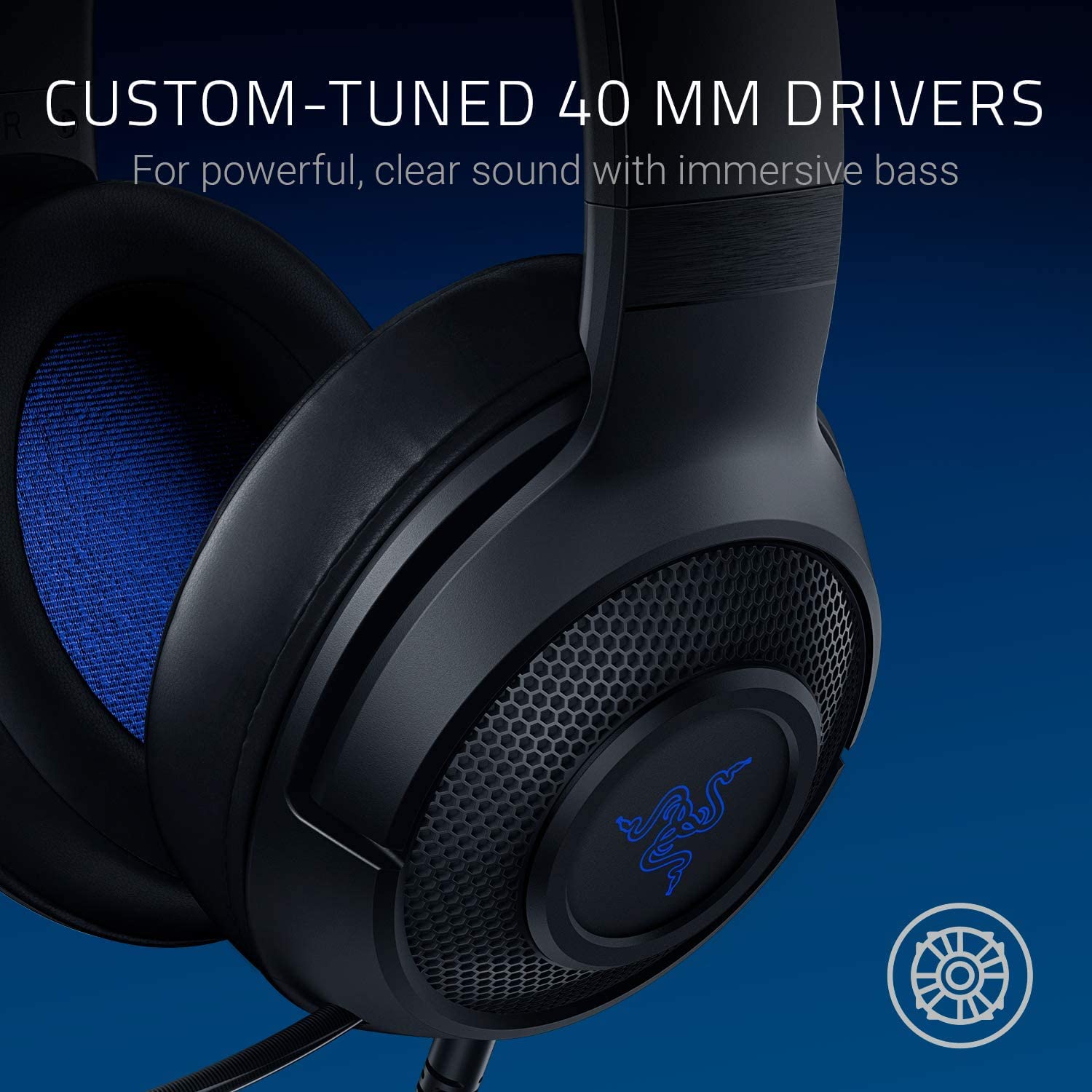 Razer Kraken X para consola - Auriculares Gaming con cable para consola (micrófono Cardiod plegable, controladores de 40 mm personalizados, conexión de 3,5 mm, almohadillas ovaladas) Negro y azul