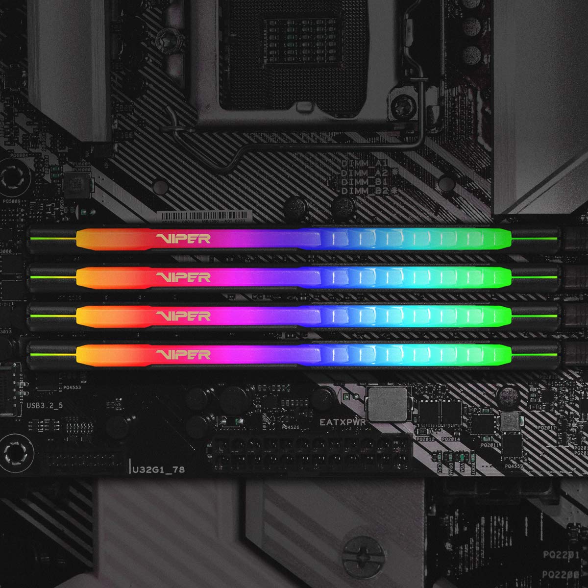 Patriot Memory Viper Steel DDR4 3200 32GB (1x32GB) CL18 Módulo LED RGB de Memoria Alto Rendimiento Gris